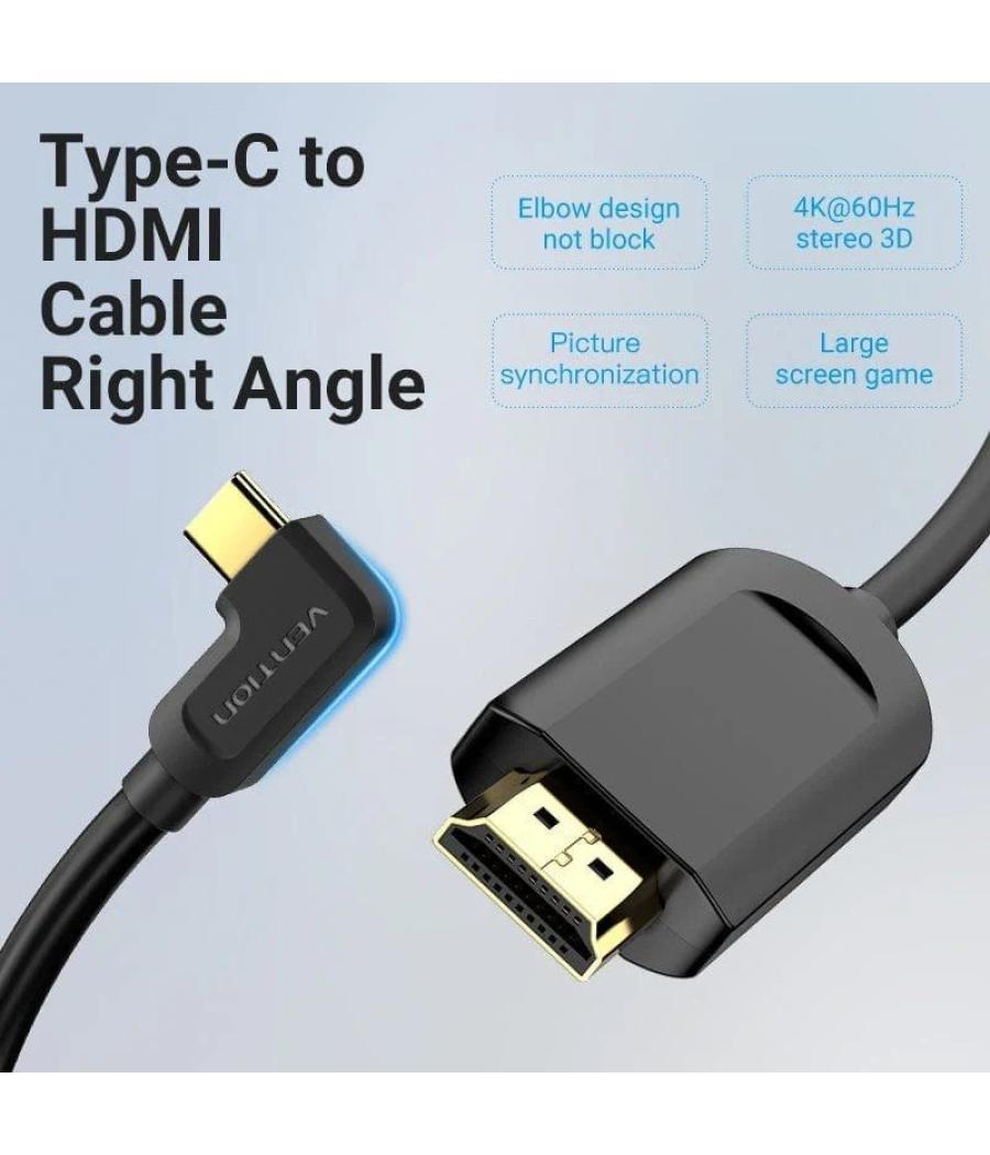 Cable conversor hdmi 1.4 4k vention cgvbg/ usb tipo-c macho - hdmi macho/ 1.5m/ negro