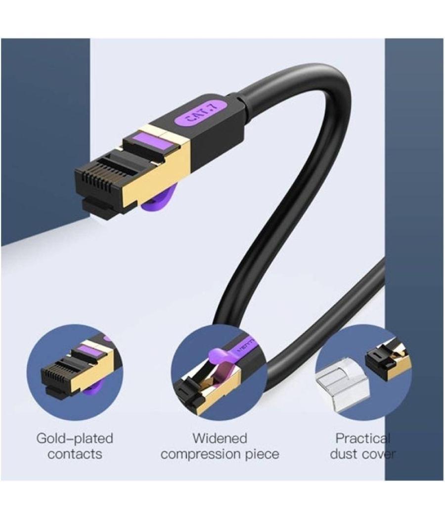 Cable de red rj45 sftp vention icdbn cat.7/ 15m/ negro