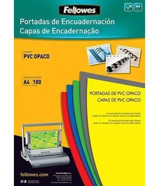 Fellowes tapas encuadernación a4 180 micras pvc opaco negro pack 100 ud
