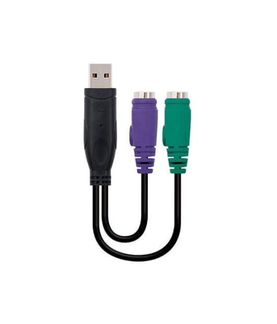 Adaptador 2xps/2-h a usb(a)-m nanocable 15cm negro