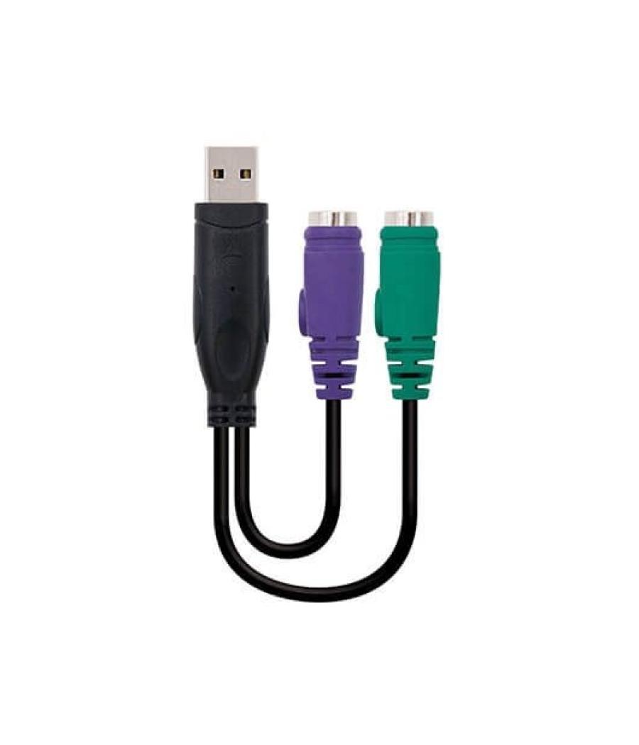 Adaptador 2xps/2-h a usb(a)-m nanocable 15cm negro