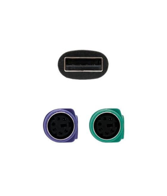 Adaptador 2xps/2-h a usb(a)-m nanocable 15cm negro