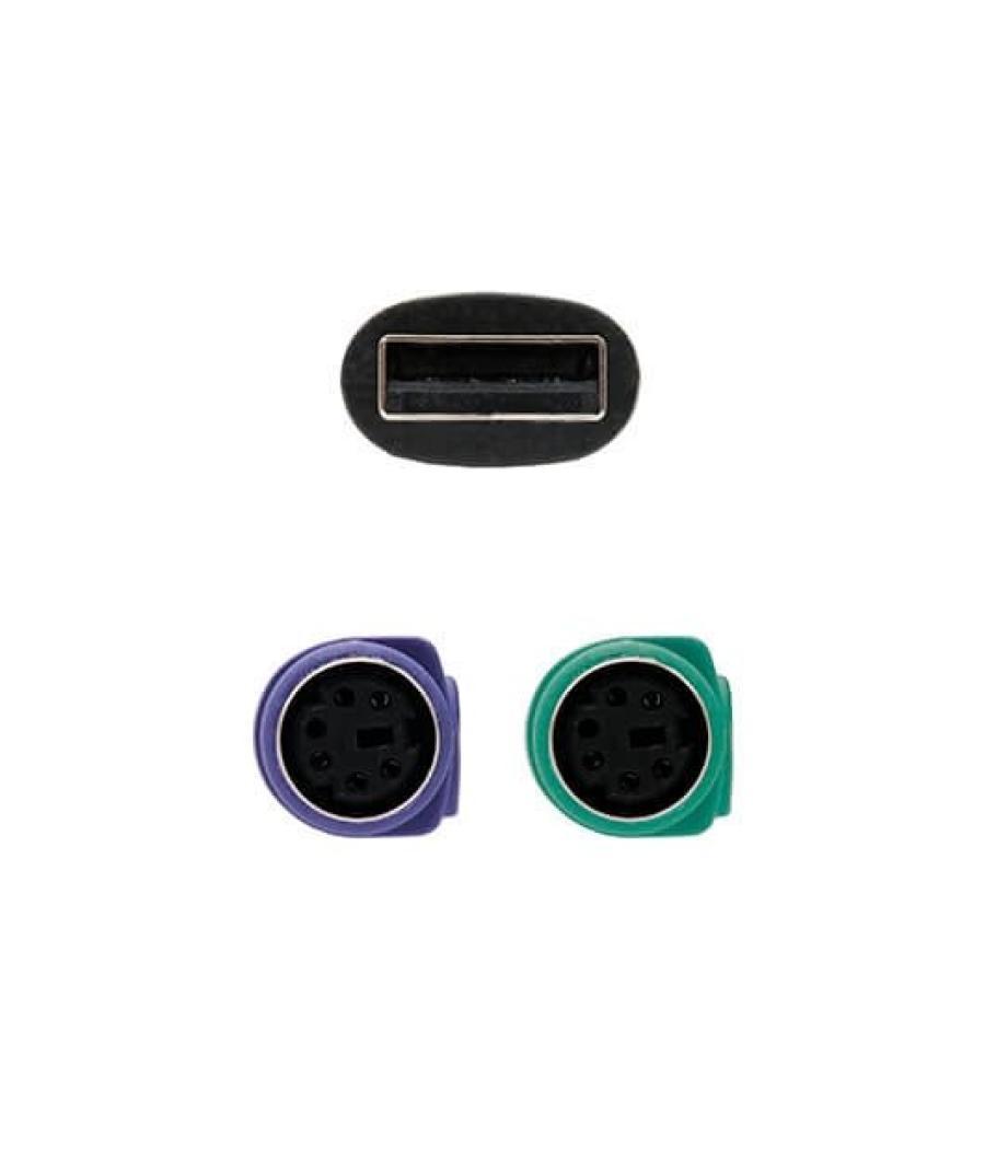 Adaptador 2xps/2-h a usb(a)-m nanocable 15cm negro