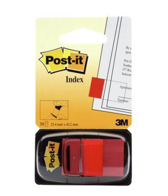 Blister dispensador 50 marcadores index rojo 25,4x43,2mm 680-1 post-it 7100089833