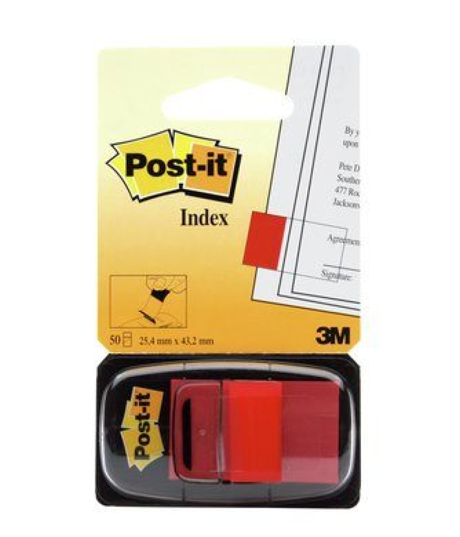 Blister dispensador 50 marcadores index rojo 25,4x43,2mm 680-1 post-it 7100089833