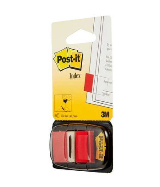 Blister dispensador 50 marcadores index rojo 25,4x43,2mm 680-1 post-it 7100089833