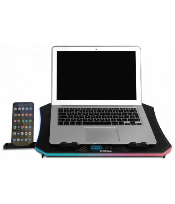 Krom base refrigeracion portatil hasta 19". soporte smartphone. hub 2 x usb. rgb (nxkromkooler)