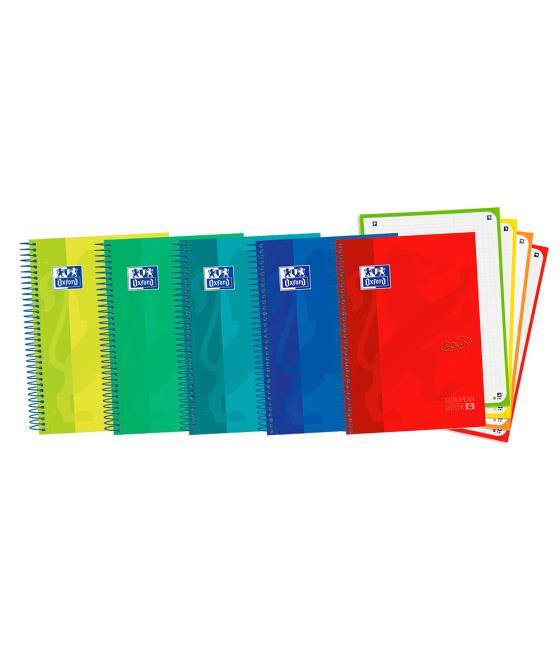 Cuaderno espiral oxford ebook 4 tapa extradura din a5+ 120 h microperforadas cuadro 5 mm colores vivos surtidos