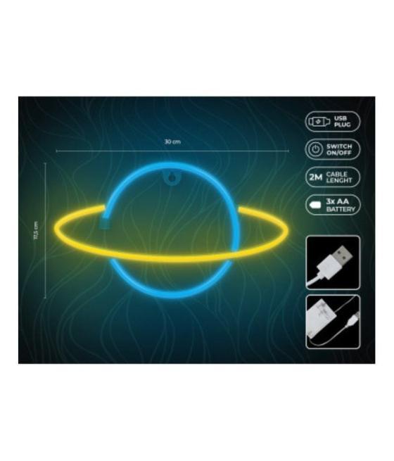 Luz neon forever light neon led saturn yellow blue/ funciona a pilas y usb