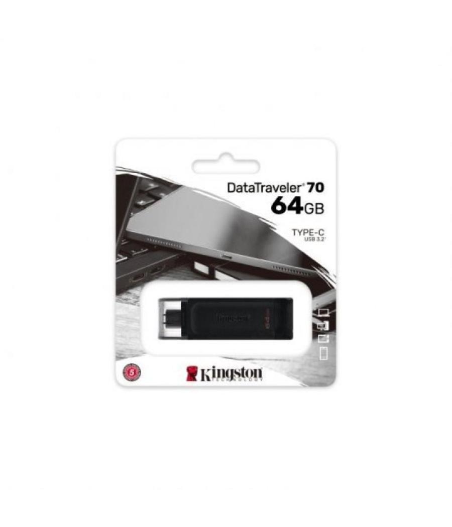 Pendrive 64gb kingston datatraveler 70 usb tipo-c