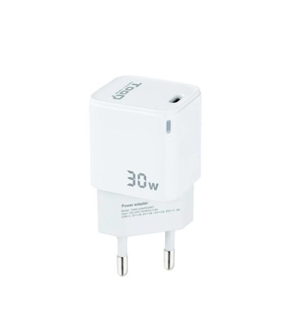 Tooq cargador pared gan usb-c/pd 30w, blanco