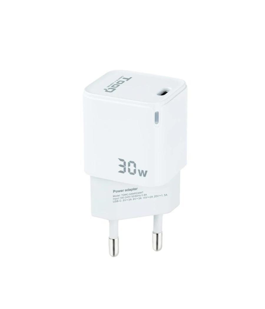 Tooq cargador pared gan usb-c/pd 30w, blanco