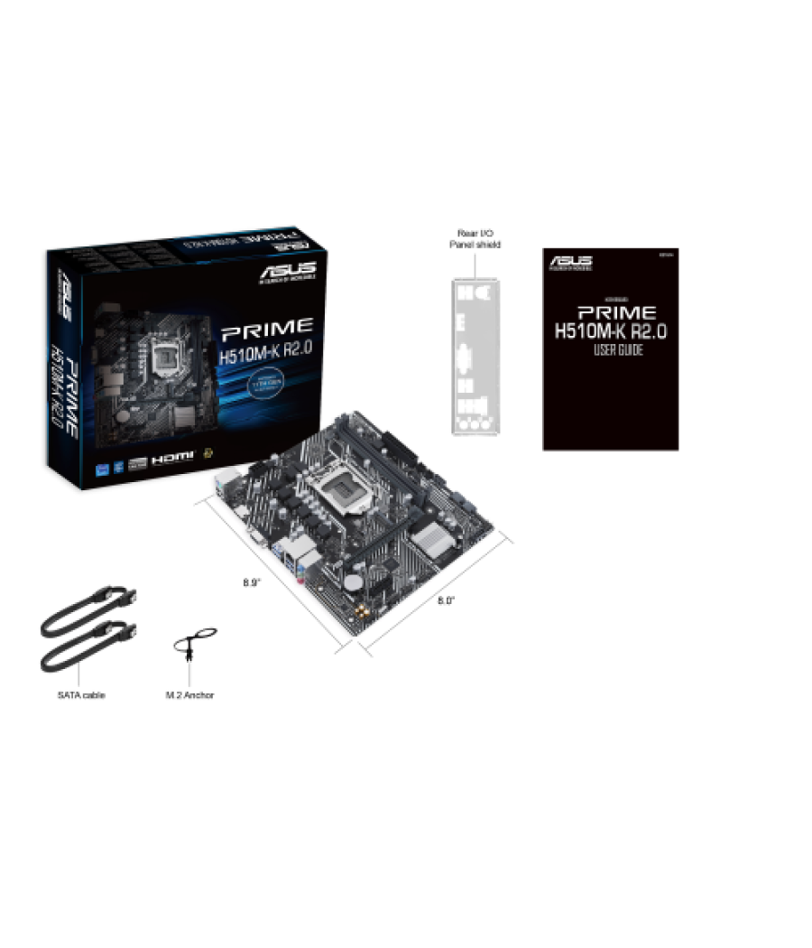 (a) placa asus prime h510m-k r2.0,intel,1200,h470,2ddr4,64gb,vga+hdmi,gblan,4sata3+m.2,3usb3.2,matx