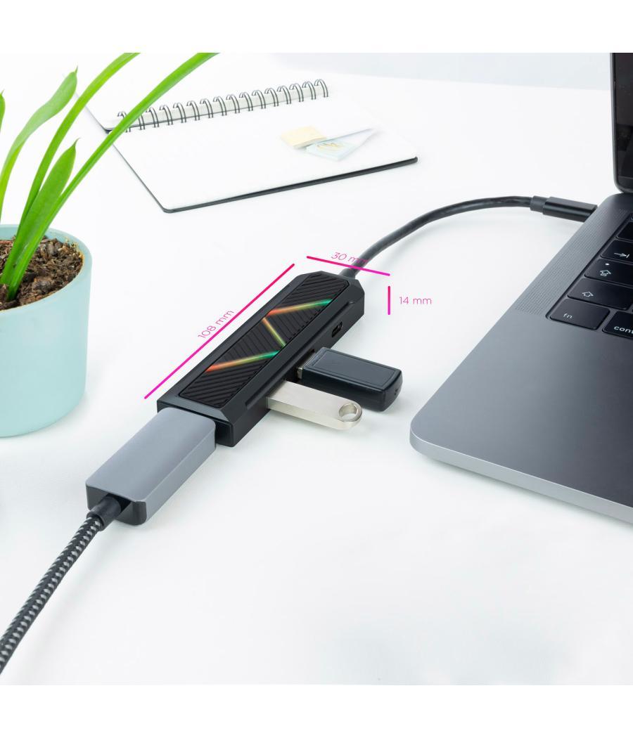 Hub nanocable 4 en 1 usb tipo c - usb - hdmi - 15cm - macho - hembra