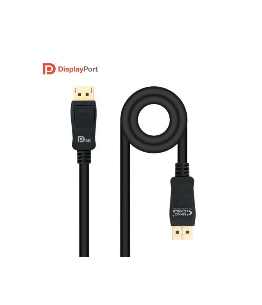 Cable displayport 1.4 dp/m-dp/m negro 0.5 m nanocable