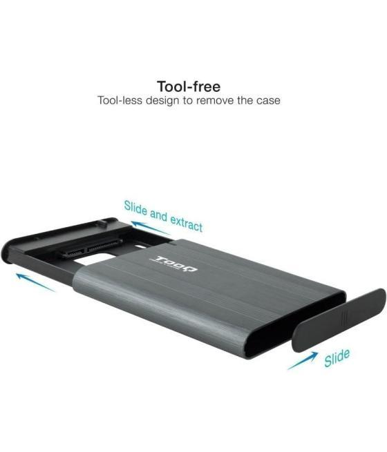 Caja externa para disco duro de 2.5' tooq tqe-2503g/ usb 3.1/ sin tornillos