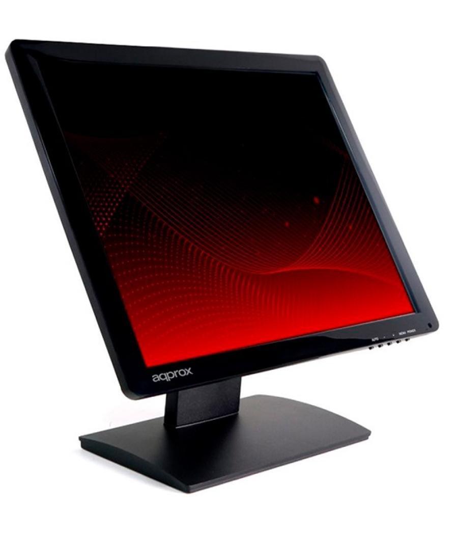 Monitor 17 tactil tpv approx appmt17w5 vga, usb, negro 5ms 300cd/m2 inclinable base antivibración, tactil de 5 hilos