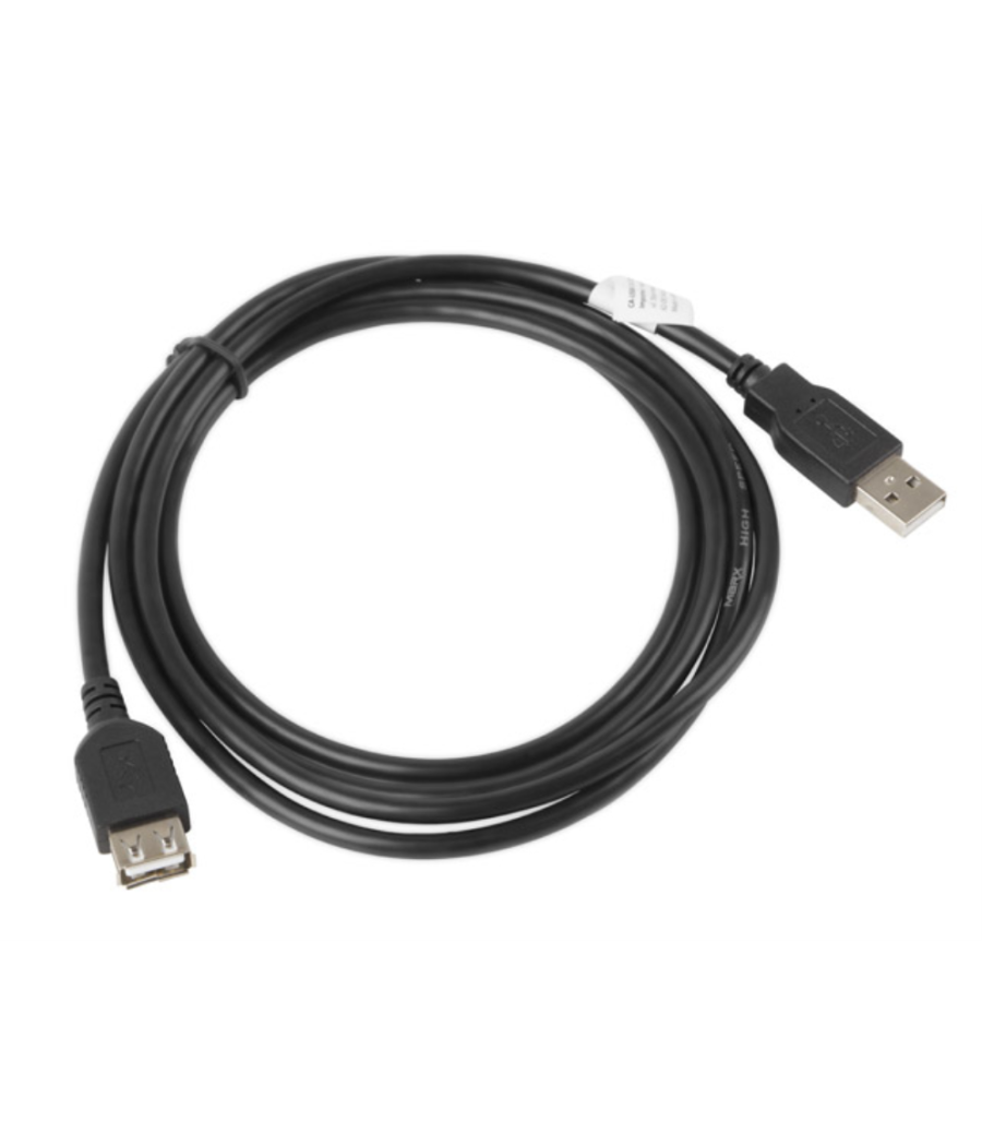 Cable alargador lanberg usb 2.0 macho hembra 1.8m negro