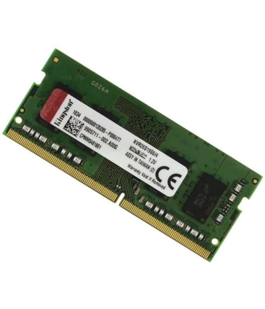 Memoria ram kingston valueram 4gb/ ddr4/ 2666mhz/ 1.2v/ cl19/ sodimm