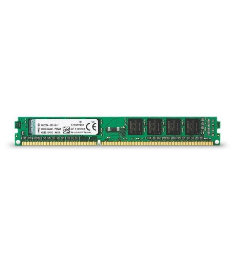 Memoria ram kingston valueram 4gb/ ddr3/ 1600mhz/ 1.5v/ cl11/ dimm