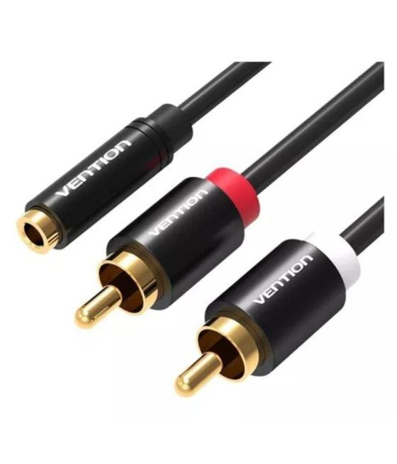 Cable audio estereo jack 3.5/h 2xrca/m 1 m negro vention