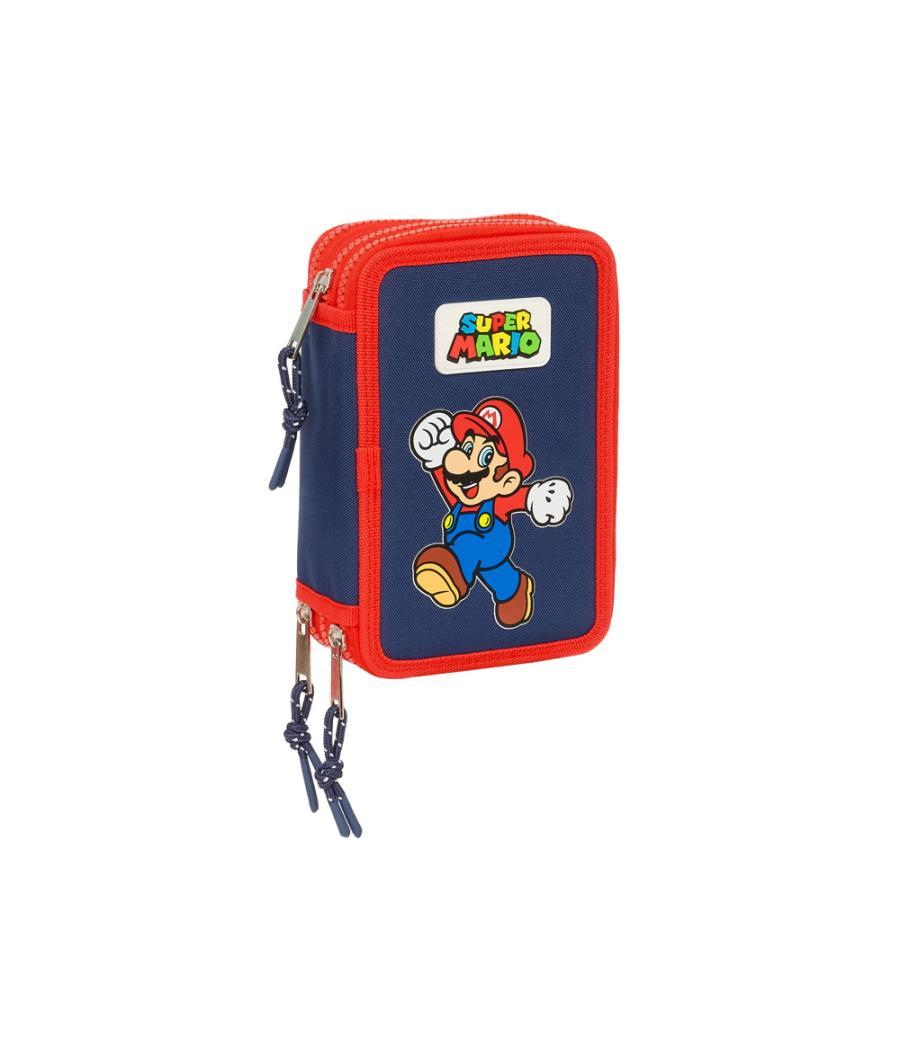 Plumier escolar safta triple 36 piezas super mario world 195x125x55 mm