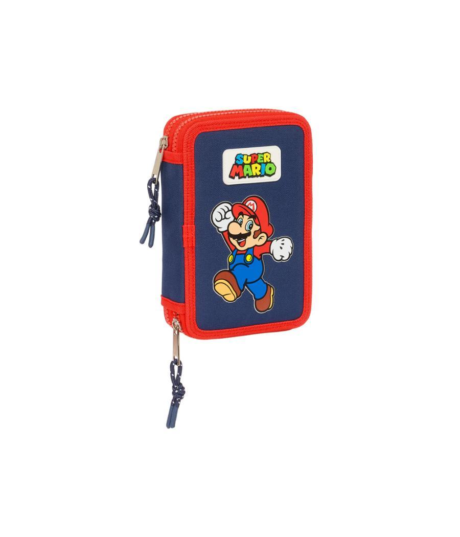 Plumier escolar safta doble pequeño 28 piezas super mario world 195x125x40 mm