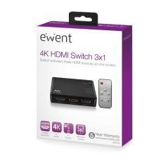 EWENT EW3730 Switch HDMI 4K 3x1con mando distancia - Imagen 4