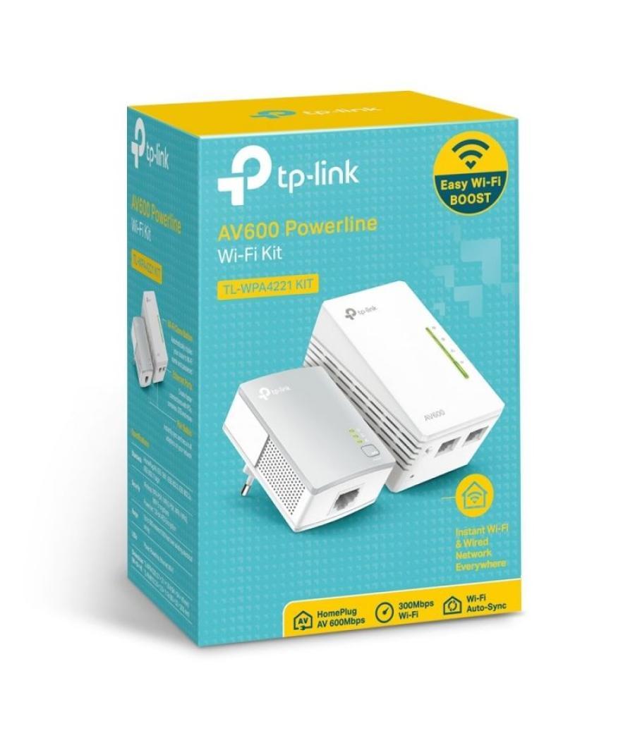 Adaptador powerline tplink wpa4221kit 600mbps/ alcance 300m/ pack de 2