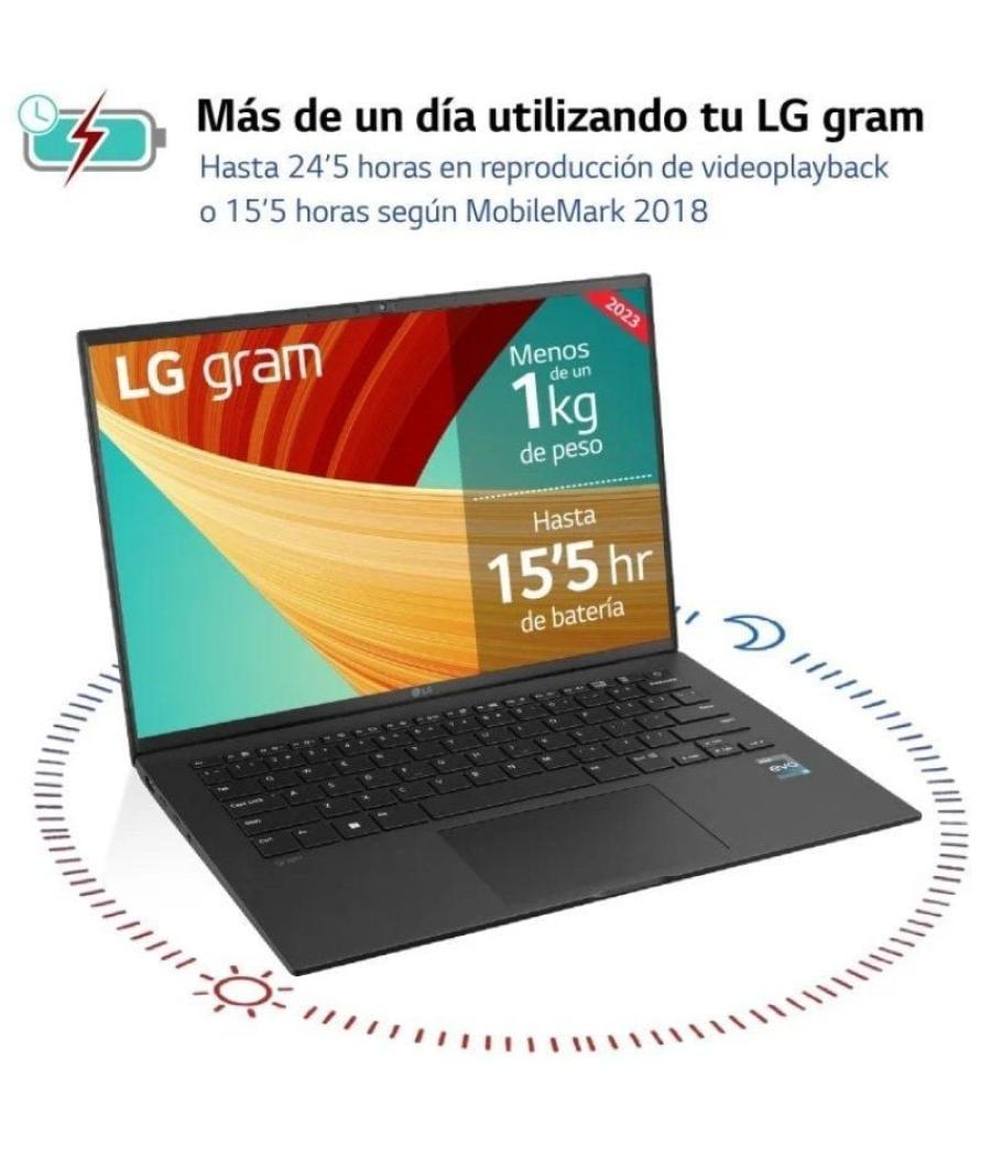 Portátil lg gram 14z90r-g.ap75b intel core i7-1360p/ 16gb/ 512gb ssd/ 14'/ win11 pro