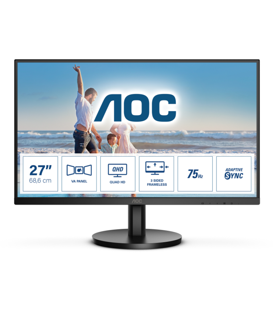 Monitor profesional aoc q27b3ma 27' qhd multimedia negro