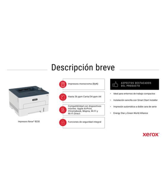 Xerox B230 A4 34 ppm Impresora inalámbrica a doble cara PCL5e/6 2 bandejas Total 251 hojas