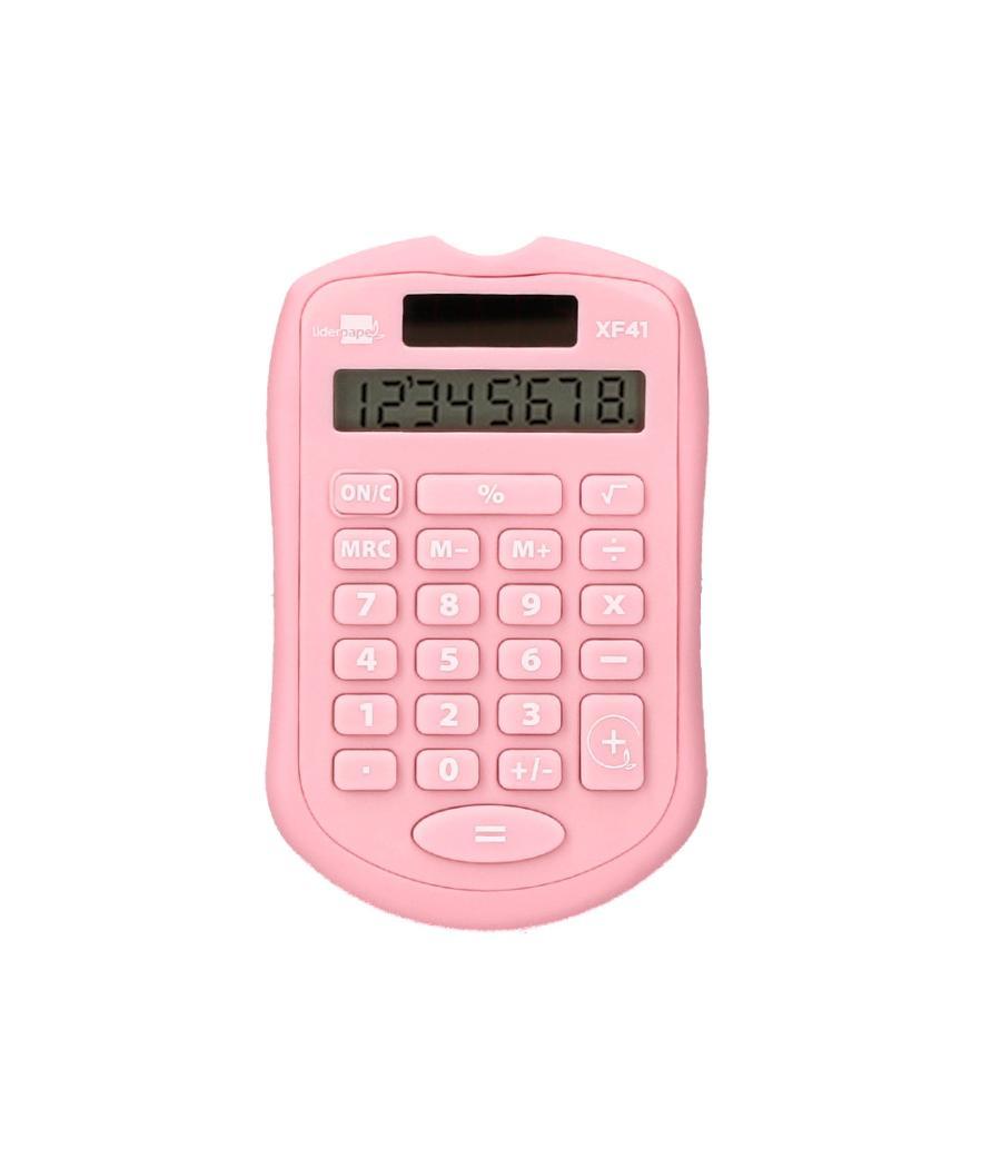 Calculadora liderpapel bolsillo xf44 8 dígitos solar y pilas 94x59,5x10,5mm colores azul verde rosa exp de 16