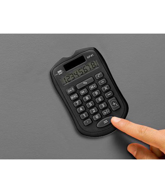 Calculadora liderpapel bolsillo xf43 8 dígitos solar y pilas color negro 94x59,5x10,5mm
