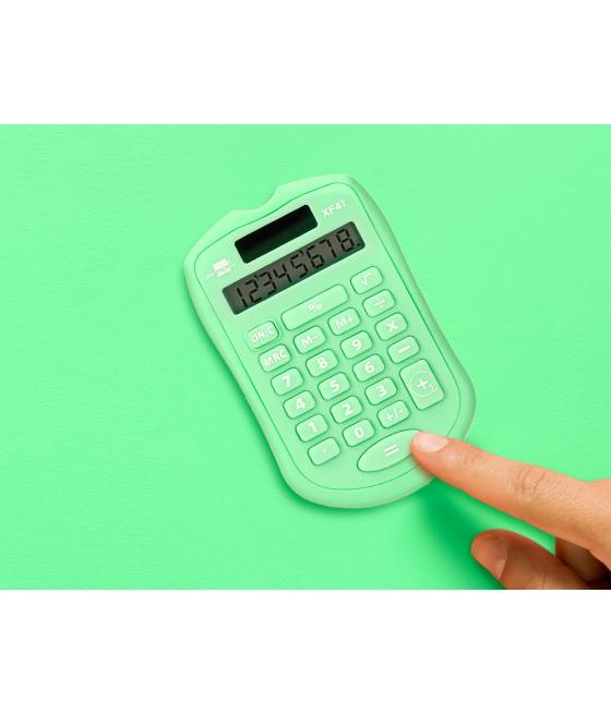 Calculadora liderpapel bolsillo xf42 8 dígitos solar y pilas color verde 94x59,5x10,5mm