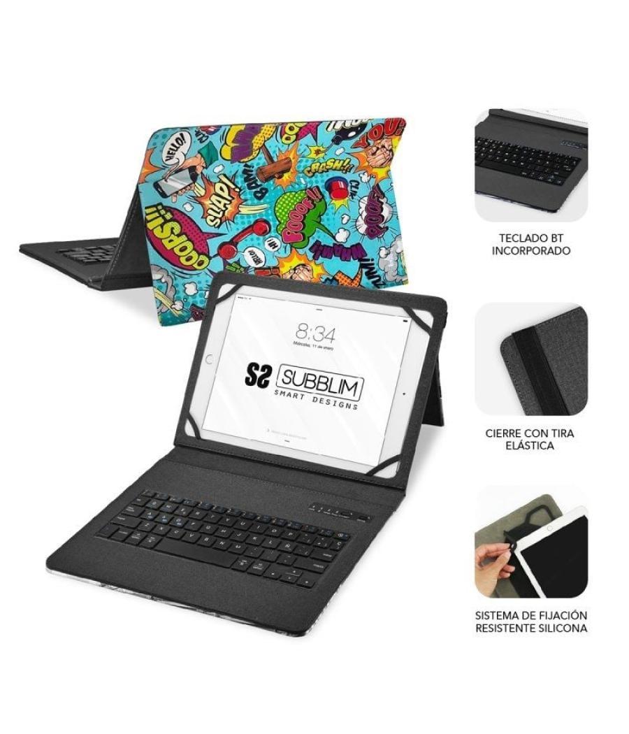 Funda con teclado subblim keytab pro bluetooth para tablets de 9'-11'/ comic
