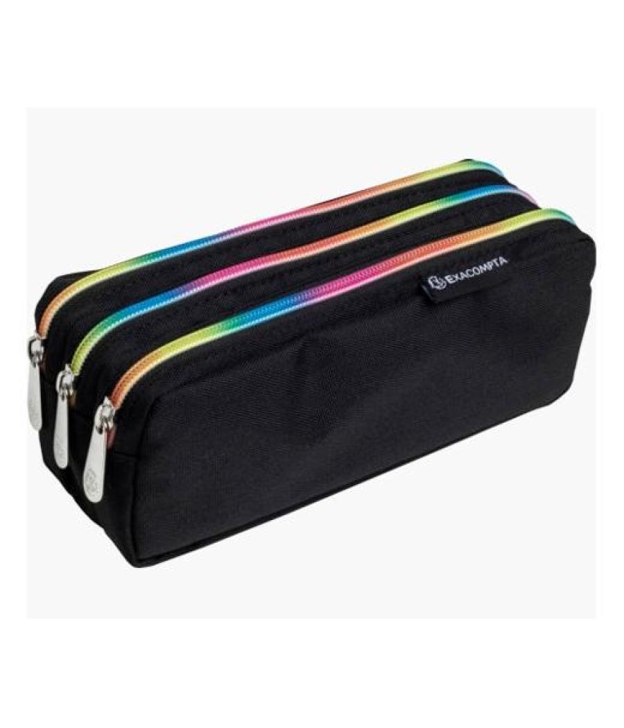 Exacompta estuche rectangular 3 compartimentos raimbow negro