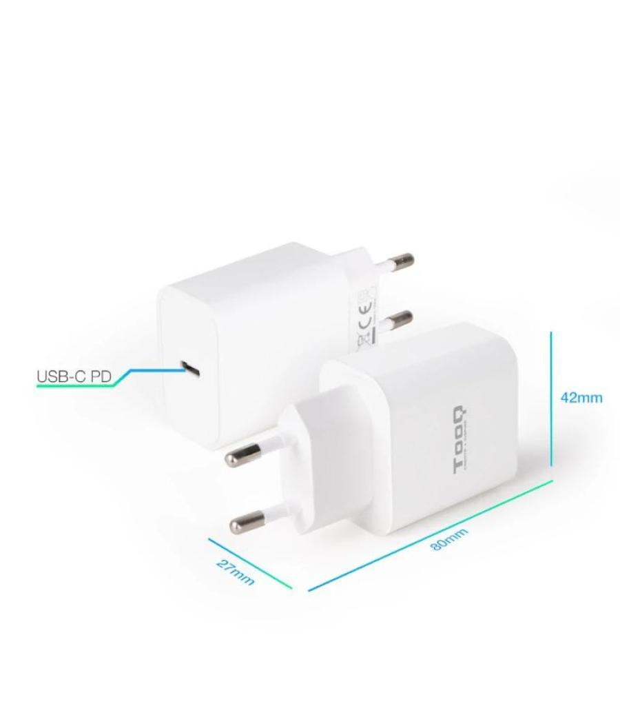 Tooq cargador pared usb-c pd3.0 20w blanco