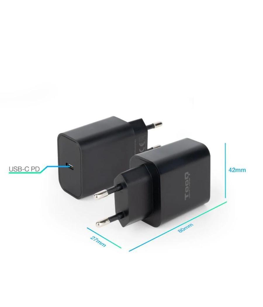 Tooq cargador pared usb-c pd3.0 20w negro