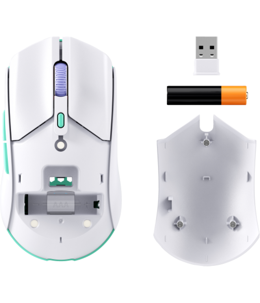 Hp hyperx pulsefire haste 2 core inalámbricos: ratón gaming (blanco/verde/púrpura)