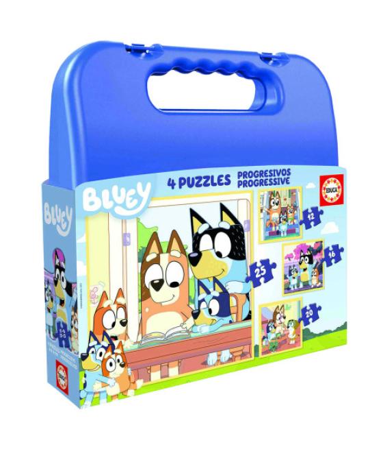 Maleta puzzles progresivos bluey 12-16-20-25 educa 19830