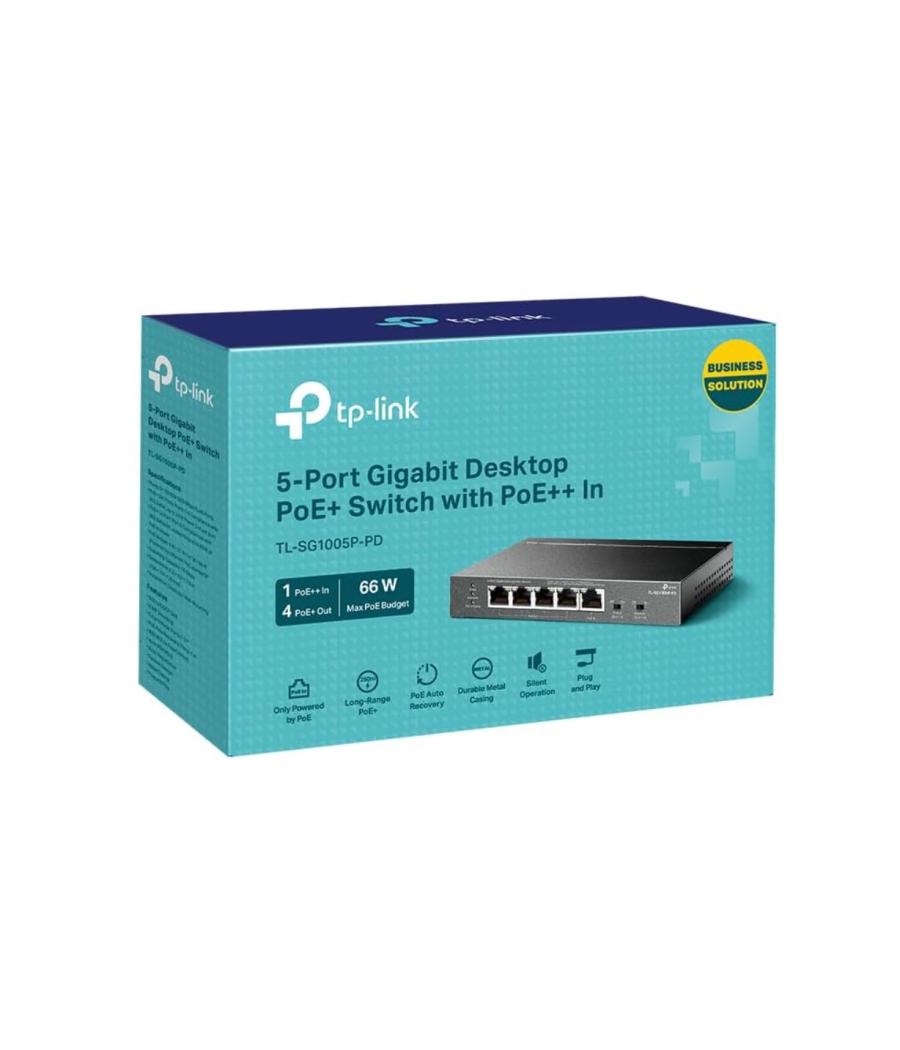 Tp-link switch gigabit de sobremesa de 5 puertos con 1 puerto poe++ de entrada y 4 puertos poe+ de salida puerto: 4× puertos gig