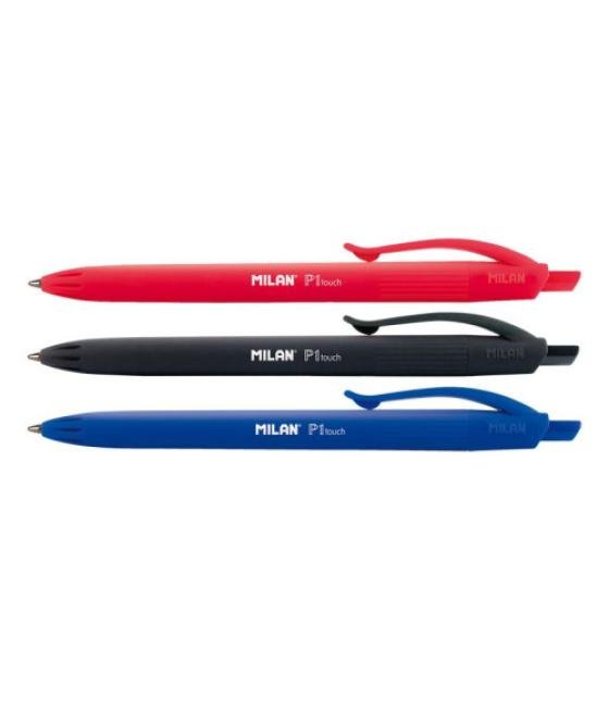 Milan bwm10254 negro, azul, rojo bolígrafo de punta retráctil con pulsador 4 pieza(s)