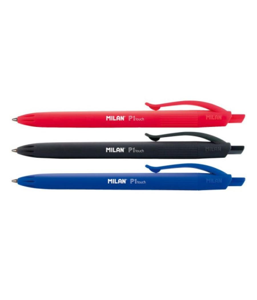 Milan bwm10254 negro, azul, rojo bolígrafo de punta retráctil con pulsador 4 pieza(s)