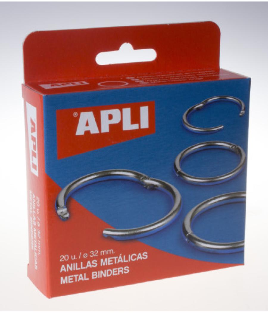 Caja 20 uds. anillas metálicas articuladas 32 mm apli 453