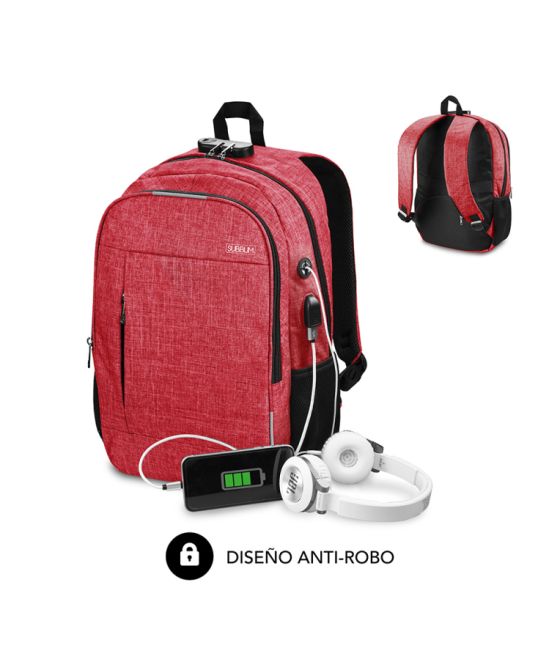 Mochila subblim urban lock backpack 16" red