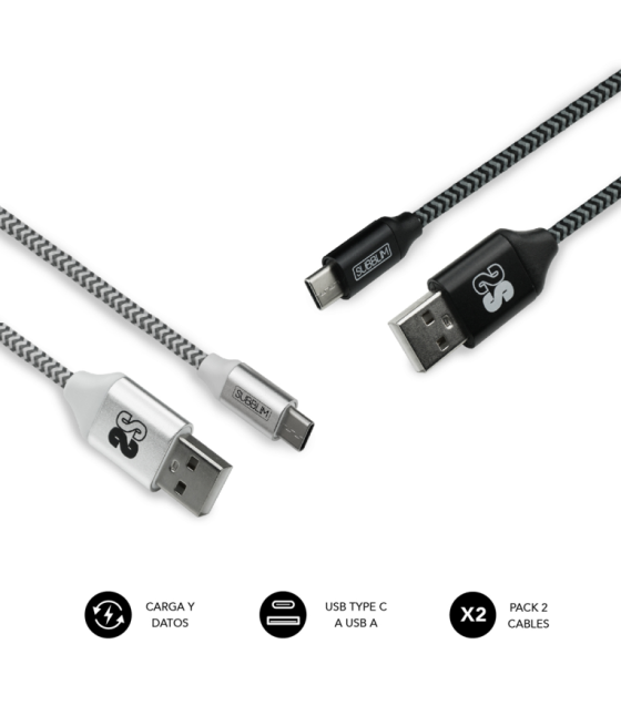 Cable subblim 2x premium type c-a 3.0 1m alu black/silver