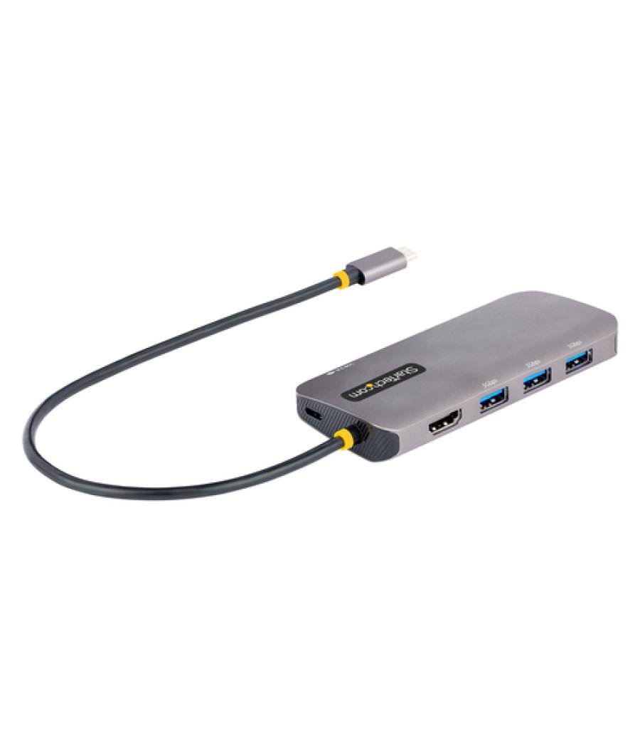 StarTech.com Adaptador Multipuertos USB C, de Vídeo HDMI de 4K y 60Hz, Hub USB-A 3.2 de 3 Puertos de 5Gbps, Entrega de Alimentac