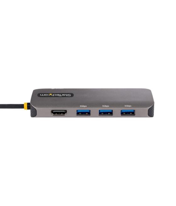 StarTech.com Adaptador Multipuertos USB C, de Vídeo HDMI de 4K y 60Hz, Hub USB-A 3.2 de 3 Puertos de 5Gbps, Entrega de Alimentac