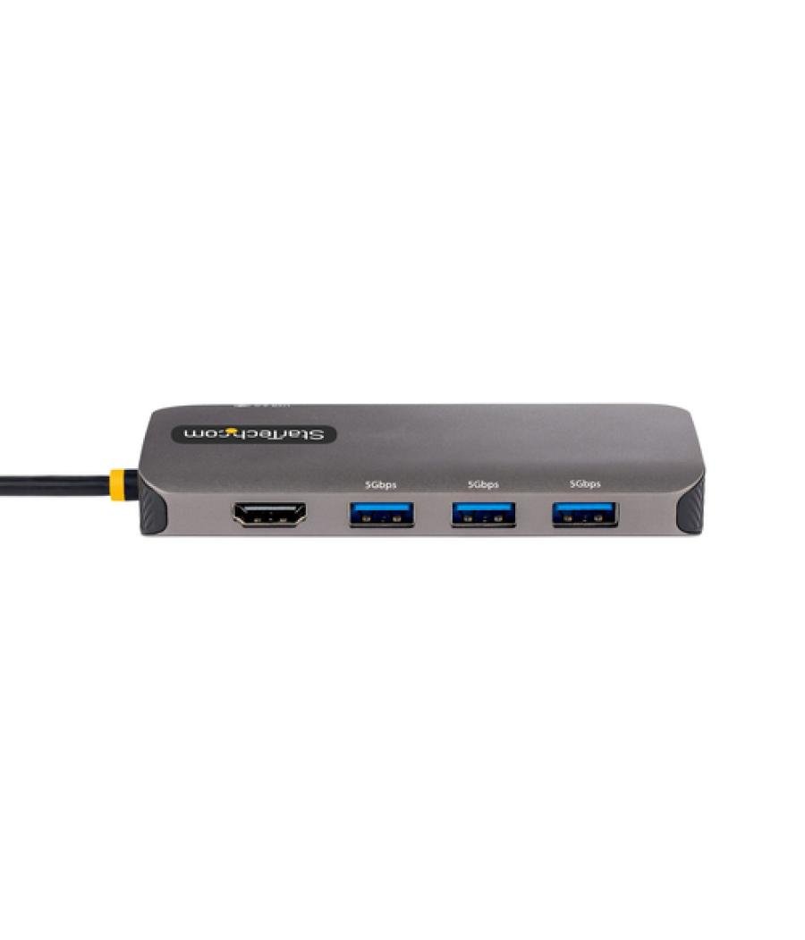 StarTech.com Adaptador Multipuertos USB C, de Vídeo HDMI de 4K y 60Hz, Hub USB-A 3.2 de 3 Puertos de 5Gbps, Entrega de Alimentac